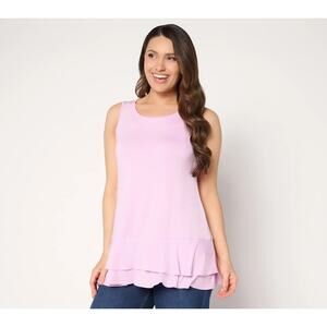 # 2130 LOGO Layers by Lori Goldstein Petite Knit Tiered Hem Tank SIZE XSP